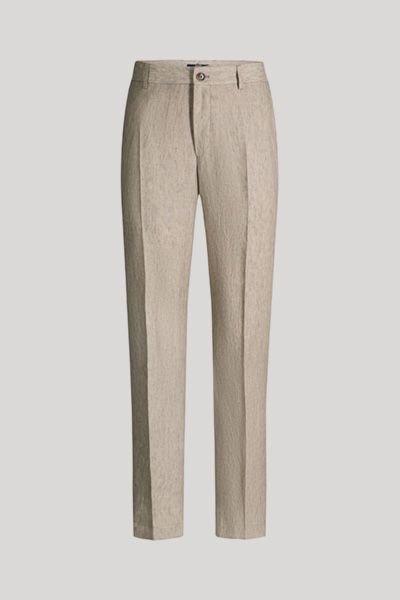 Beige Slim-Fit Leinen Chino Hose