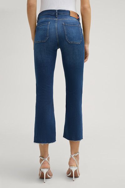 Bootcut Cropped Jeans mit aufgesetzten Taschen