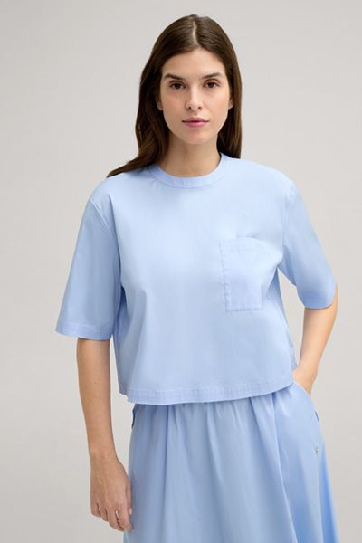 Verkürztes, kastenförmiges Blusenshirt mit Tasche