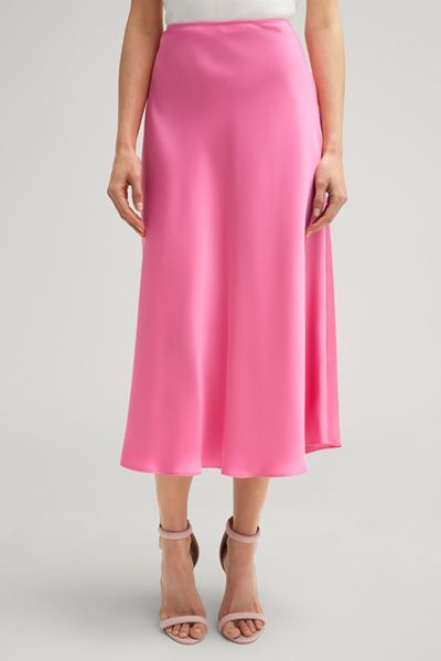Pinkfarbener Midi-Satin-Sliprock