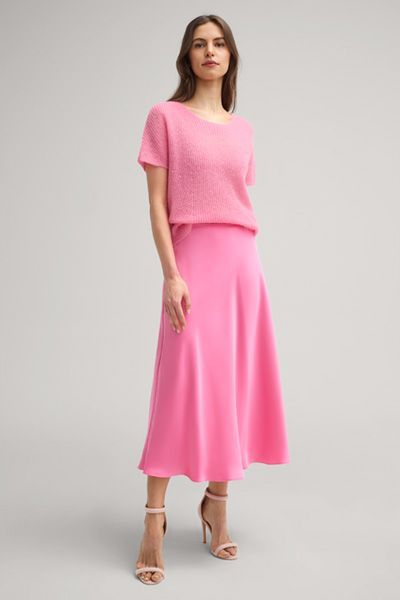 Pinkfarbener Midi-Satin-Sliprock