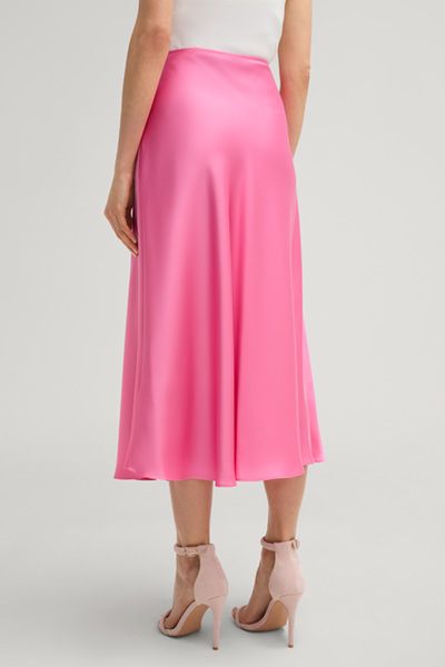 Pinkfarbener Midi-Satin-Sliprock