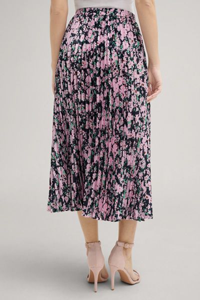 Plissee-Midi-Rock mit floralem Print