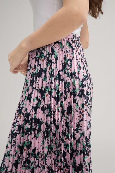 Plissee-Midi-Rock mit floralem Print