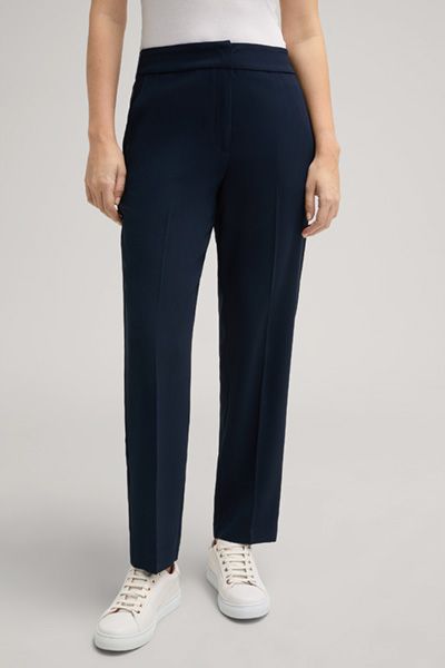 Marineblaue Crêpe Hose mit geradem Bein