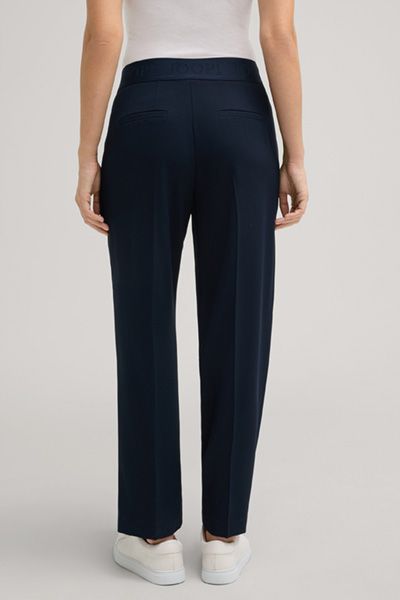 Marineblaue Crêpe Hose mit geradem Bein