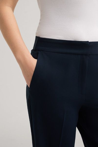 Marineblaue Crêpe Hose mit geradem Bein