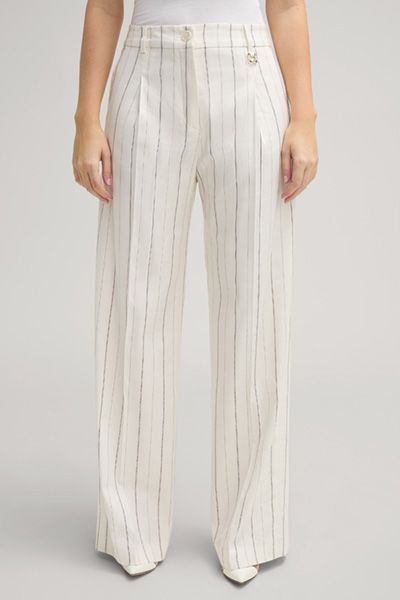 Gestreifte Marlenehose mit weitem Bein