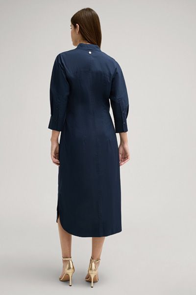 Navy Midikleid mit Hemdkragen und Ärmeln