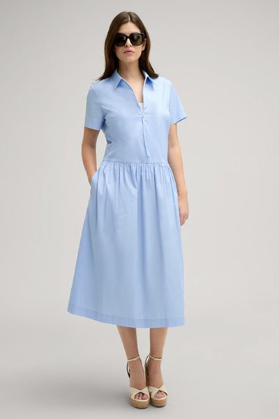 Hellblaues Midi-Hemdblusenkleid