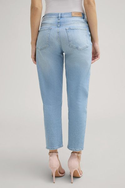 Tapered Jeans mit hoher Taille in heller Waschung