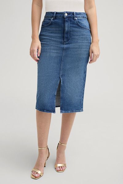 Klassischer Denim Midi Bleistiftrock