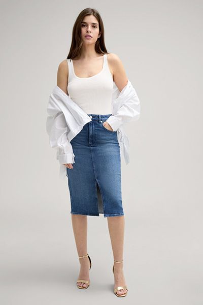 Klassischer Denim Midi Bleistiftrock