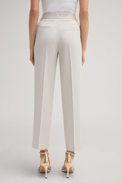 Cropped Crêpe Hose mit Logo-Bund