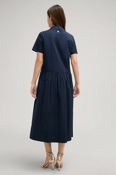 Marineblaues Midi-Hemdblusenkleid mit Reißverschlussdetail