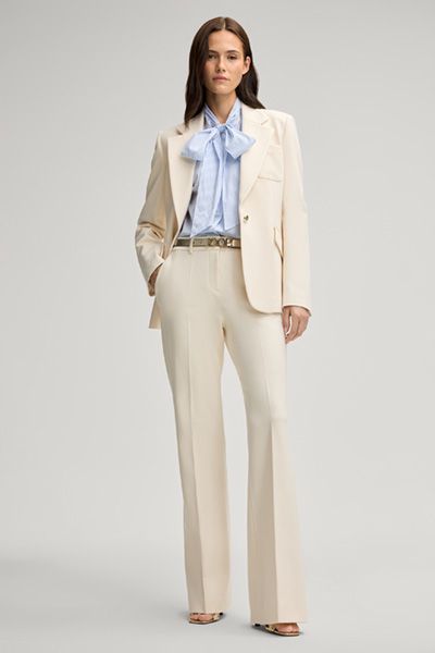 Elegante Creme Schlag Businesshose