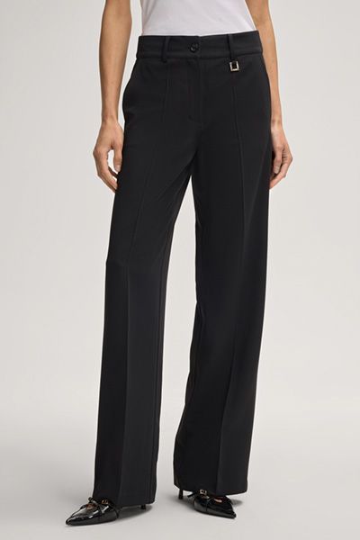 Schwarze Damenhose mit weitem Bein