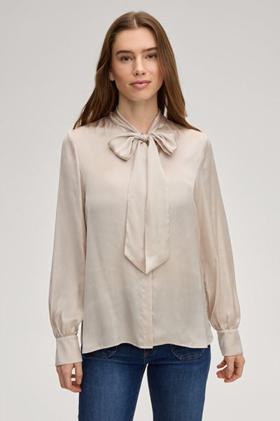 Elegante Satinbluse mit Schleifenkragen