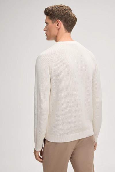 Strukturierter Baumwollpullover mit Rundhalsausschnitt