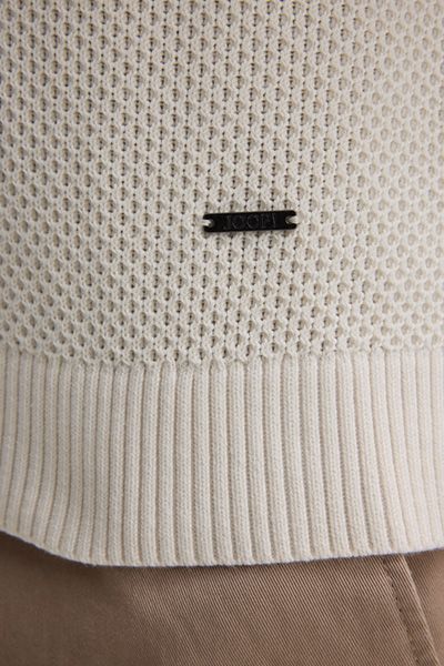 Strukturierter Baumwollpullover mit Rundhalsausschnitt