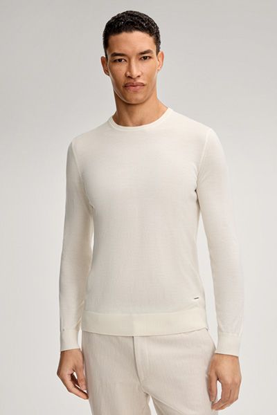 Klassischer Merinowoll-Pullover mit Rundhalsausschnitt
