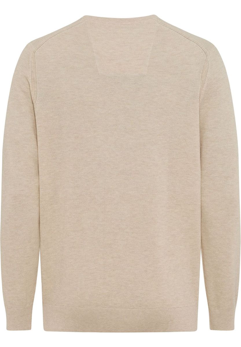 Klassischer beiger Baumwollpullover mit Rundhalsausschnitt