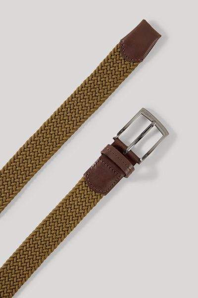 Elastischer Flechtgürtel mit Lederdetails