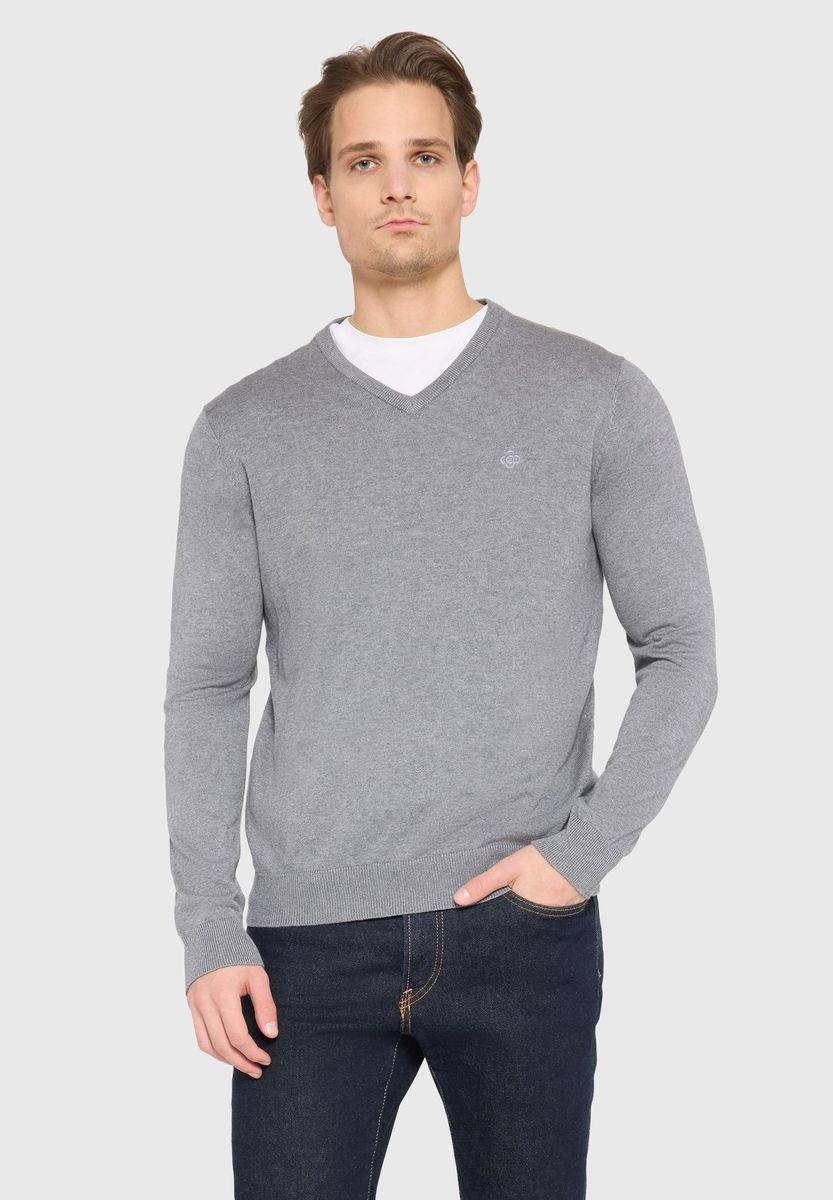 Herren Pima Baumwollpullover mit V-Ausschnitt