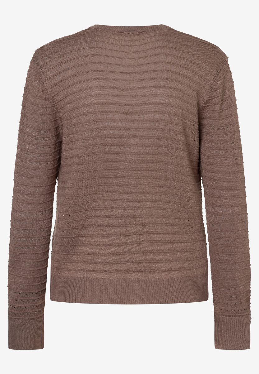 Feinstrick-Strickjacke mit Streifen und Knopfleiste