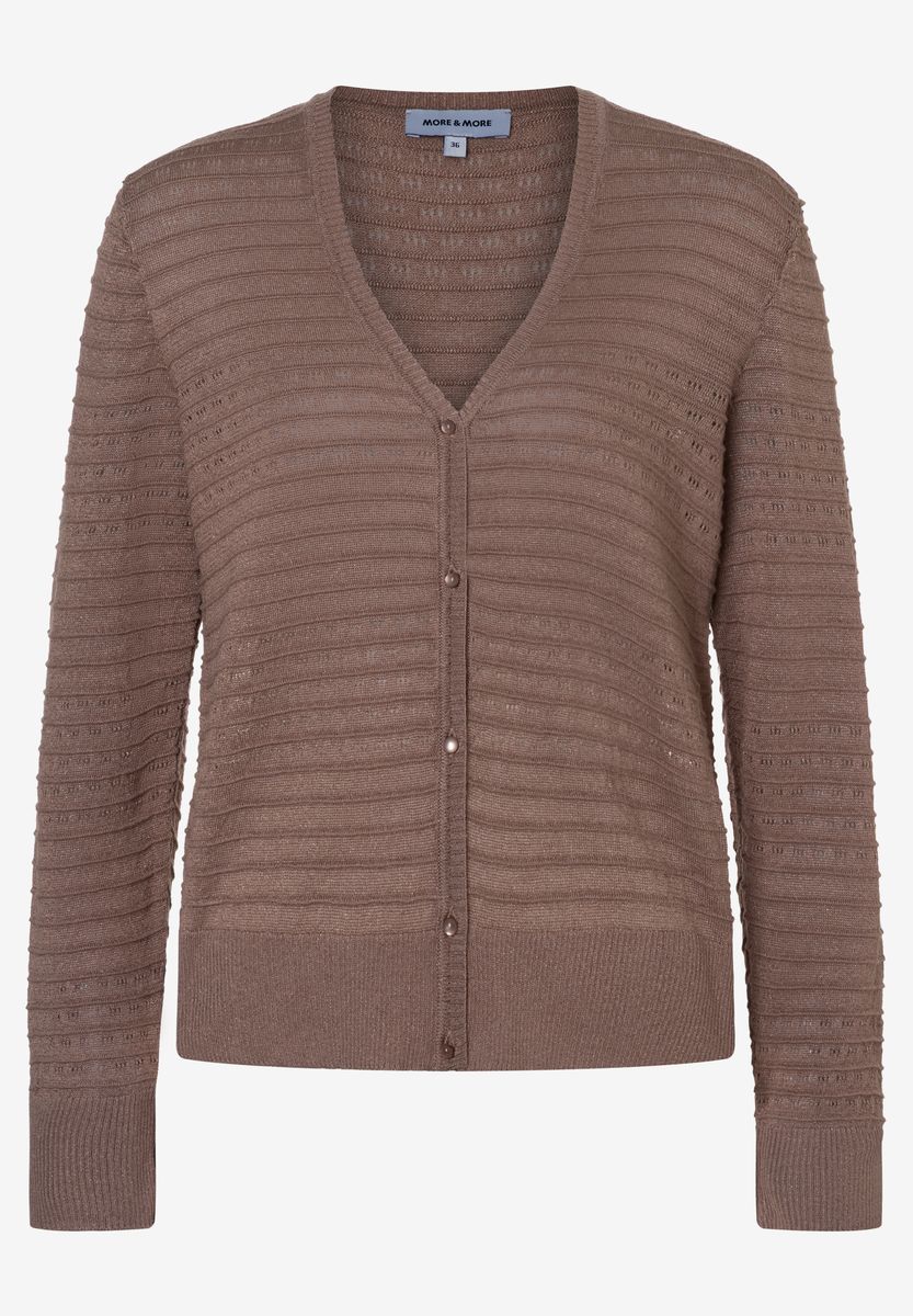 Feinstrick-Strickjacke mit Streifen und Knopfleiste