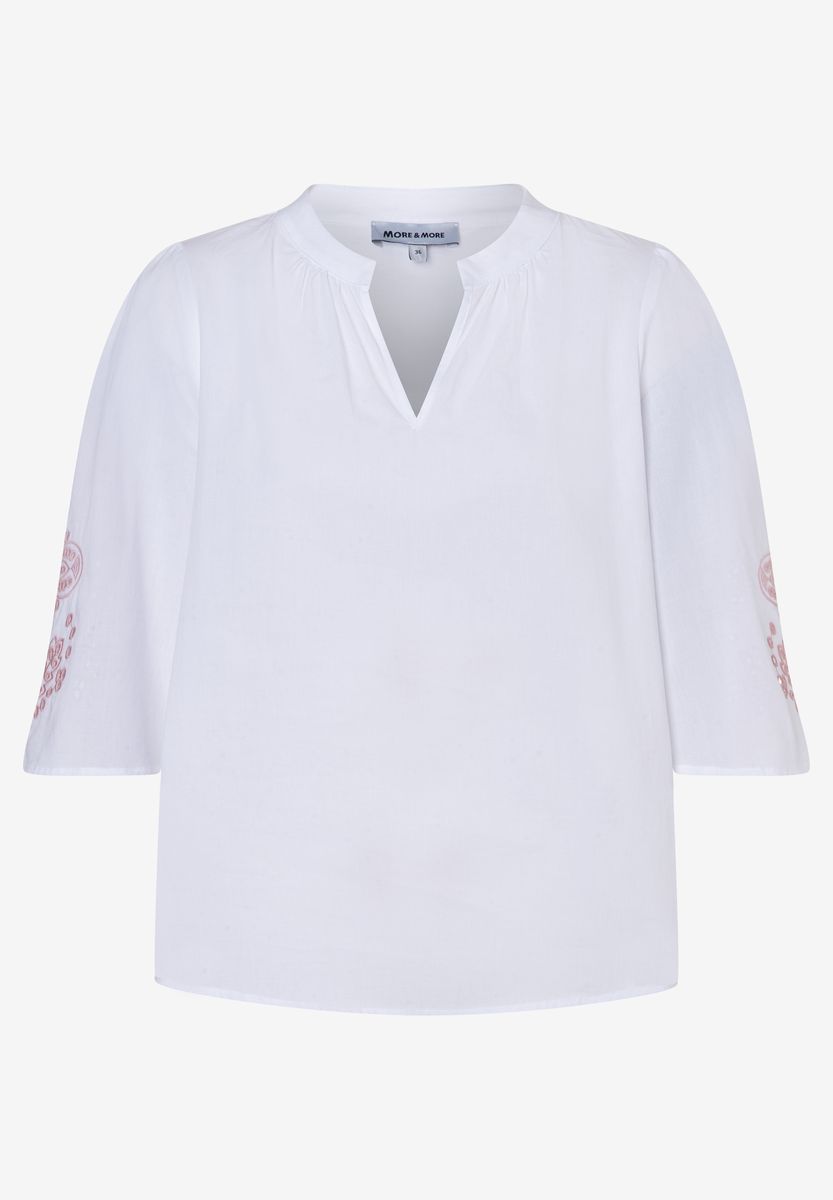 Bluse mit V-Ausschnitt und Stickereiärmeln