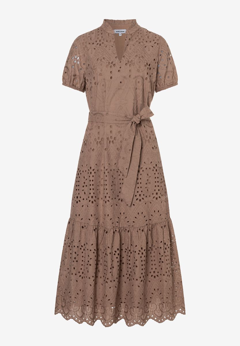 Gestuftes Midikleid mit Lochstickerei