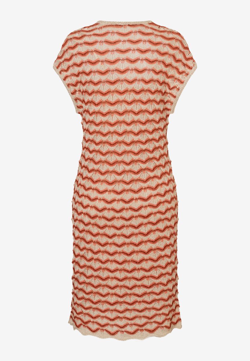 Gestreiftes Strickkleid mit V-Ausschnitt