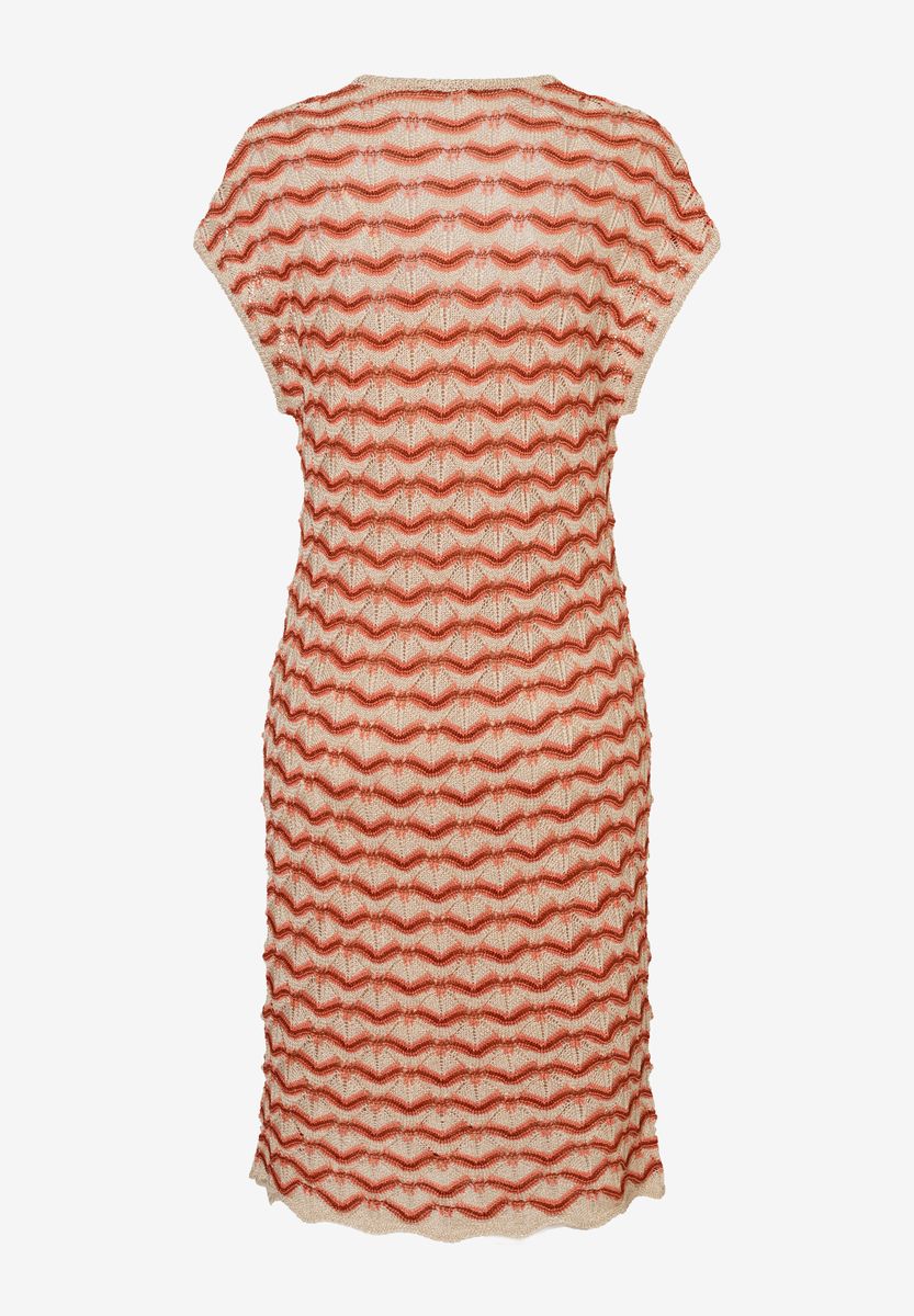 Gestreiftes Strickkleid mit V-Ausschnitt