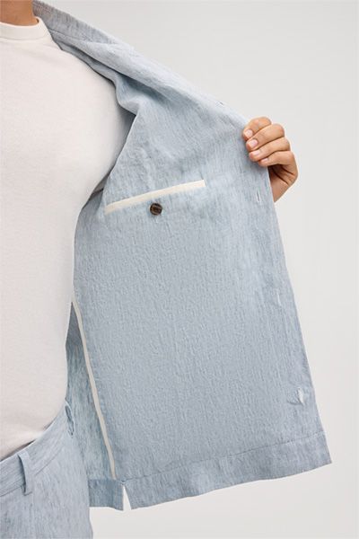 Hellblaues Leinen Overshirt mit Taschen