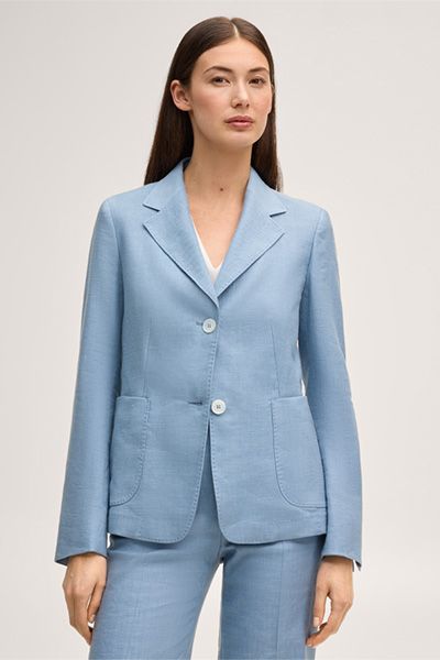 Klassischer hellblauer Blazer aus Leinenmischung