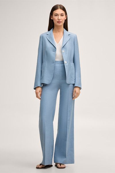 Klassischer hellblauer Blazer aus Leinenmischung