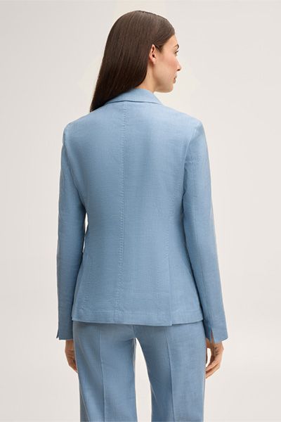 Klassischer hellblauer Blazer aus Leinenmischung