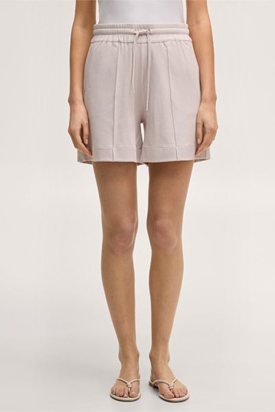 Beige Baumwollmischung Sweatshorts