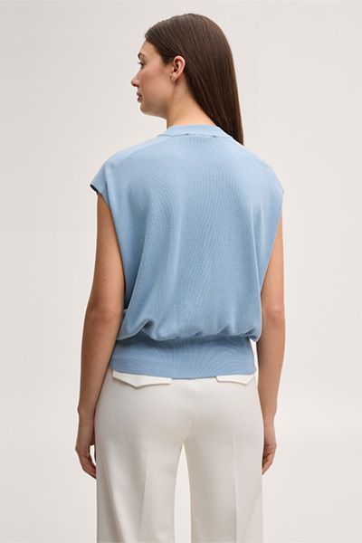 Ärmelloses Stricktop in Hellblau