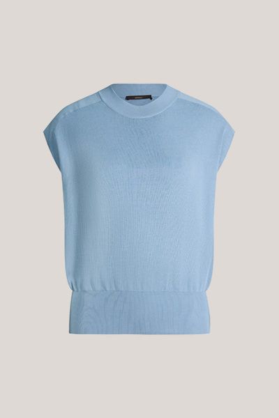 Ärmelloses Stricktop in Hellblau