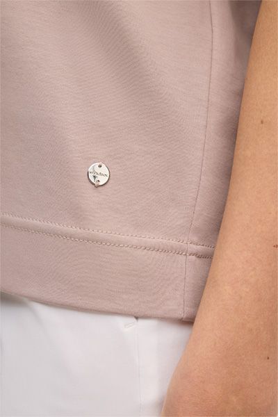 Baumwoll-Interlock-Shirt mit Knotendetail in Taupe