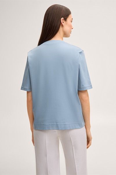 Baumwoll-Interlock-Shirt mit Knotendetail in Hellblau
