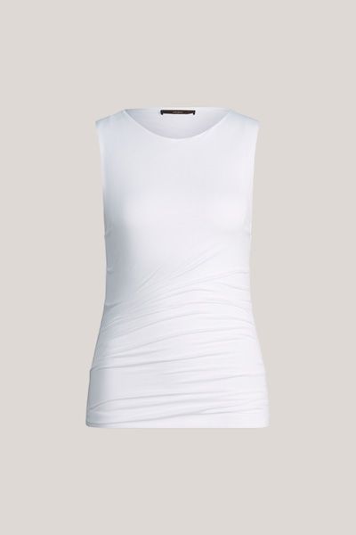 Weißes Tanktop aus Lyocell-Mischung mit Raffung
