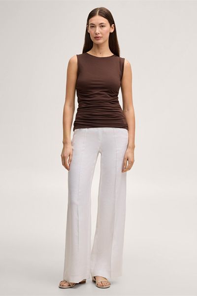 Ärmelloses Lyocell Stretch Top mit Raffung