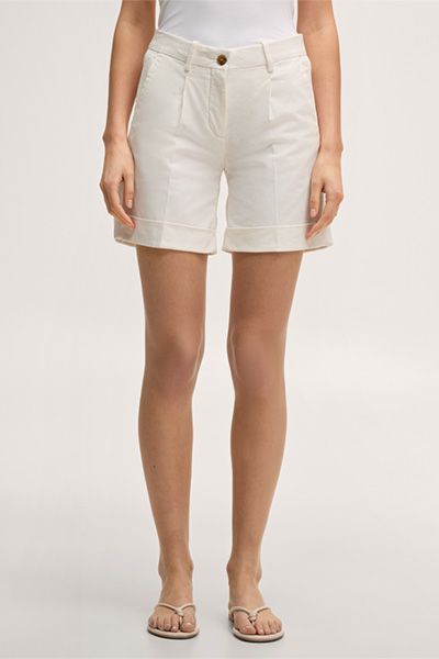 Elegante Baumwollstretch Shorts mit Bundfalten