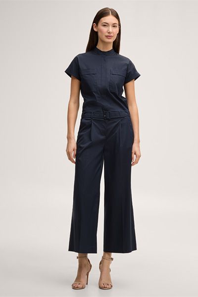 Baumwollstretch-Overall mit Stehkragen in Navy