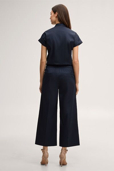 Baumwollstretch-Overall mit Stehkragen in Navy