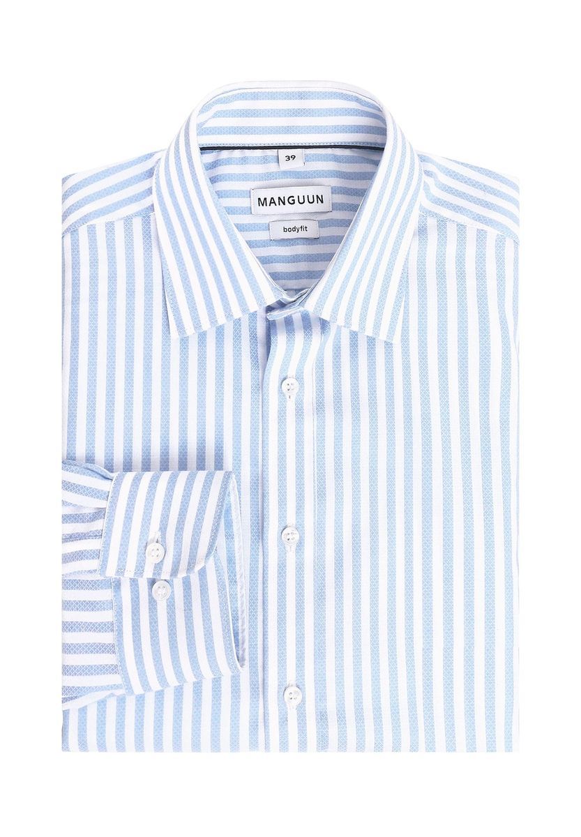 MANGUUN Hemd, Body Fit, Langarm, Kent-Kragen, Herren, blau, 38