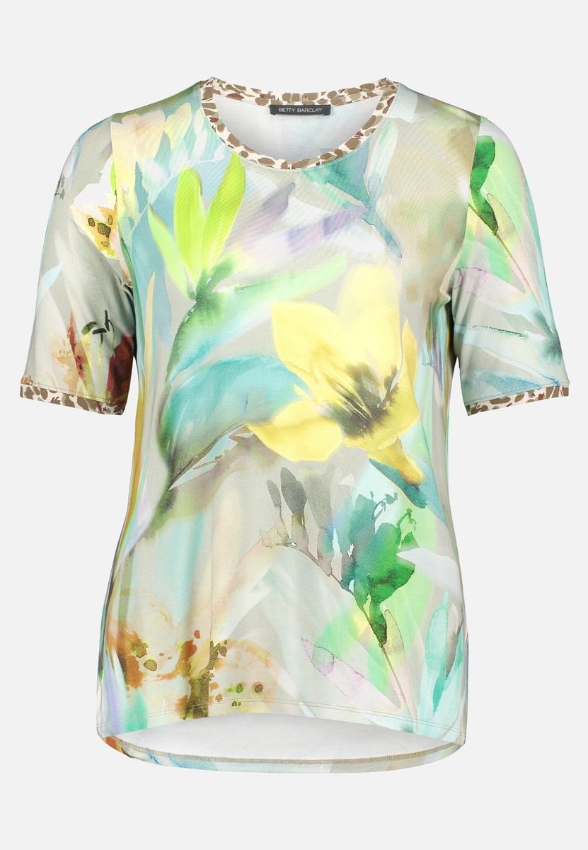 Florales Printshirt mit Leo-Besatz